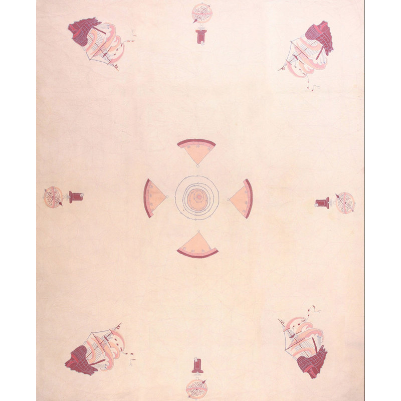 Vintage Geometric Medallion Hooked - Loop Pile Rug