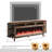 71 Inch Modern Fireplace Tv Stand For Tvs Up To 80 Inches, Mid Century Tv Console With Solid Wood Legs, Sliding Doors & Curved Design,media Console For Living Room, Brown