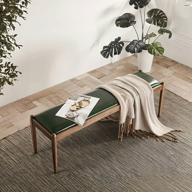 Naija Upholstered Bench, 17.32" H x 59.05" W x 15.74" D, Dark Green