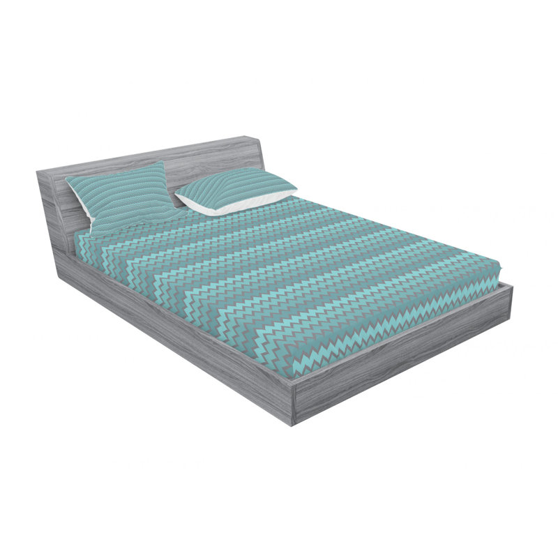 Microfiber Chevron Sheet Set, Queen Sheet Set with Fitted Sheet, Turquoise Chevron