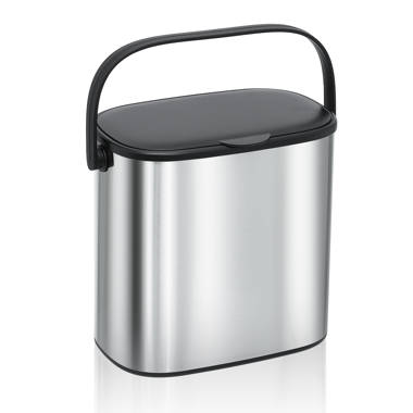 55 Liter / 14.5294 Gallon Commercial Stainless Steel Swing Top Trash Can  Brushed Stainless Steel 