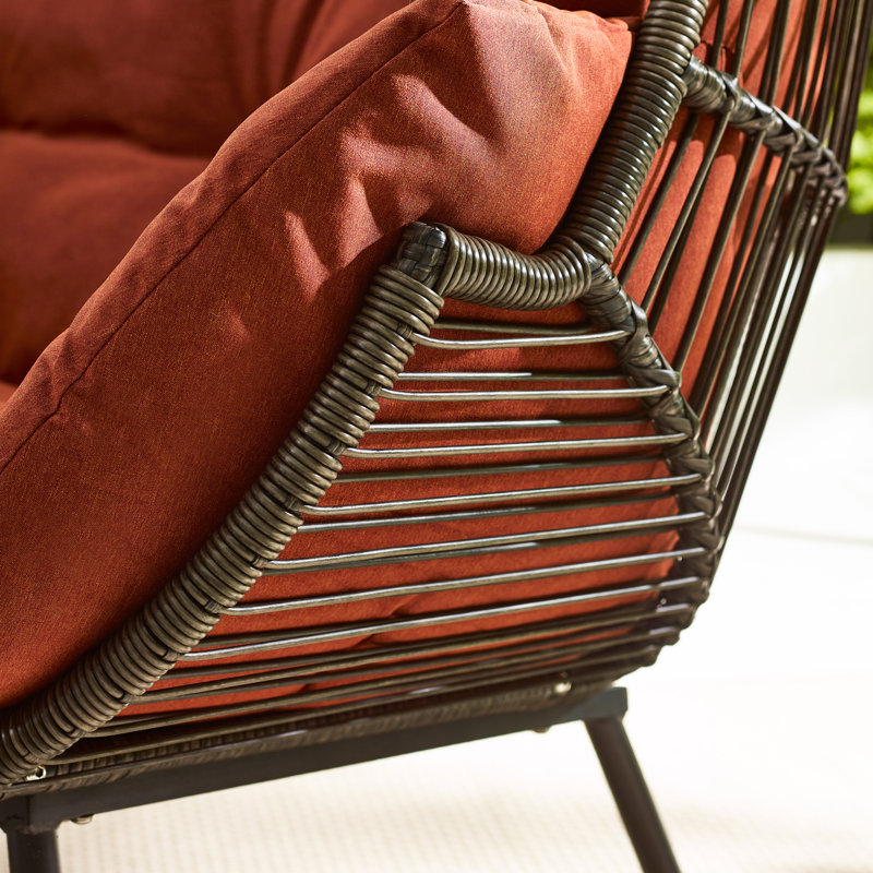 Kouts Cosy Rattan Weave Double Egg Chair Garden With Cushion - Contemporary Modern Design, Orange