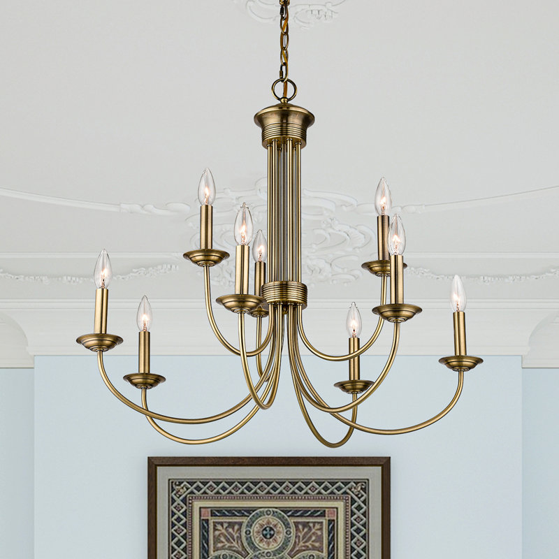 Arunvir 9 - Light Dimmable Chandelier, Antique Brass
