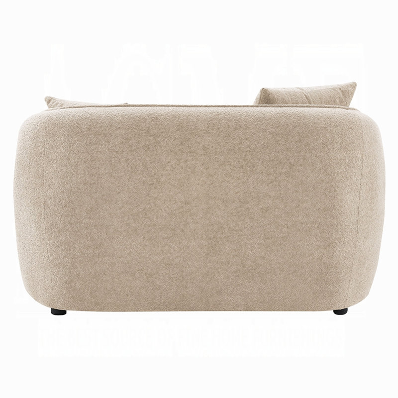 Causeuse Keina, 2 coussins décoratifs, chenille brun doux moderne, 57 po, Beige