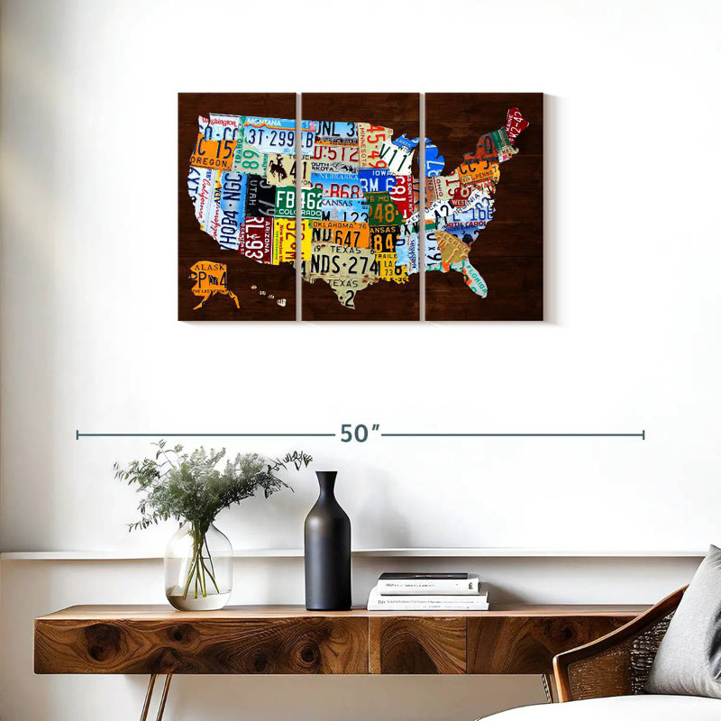 Aliaz United States Of America Licence Plate Map 2018, 20" H x 33" W