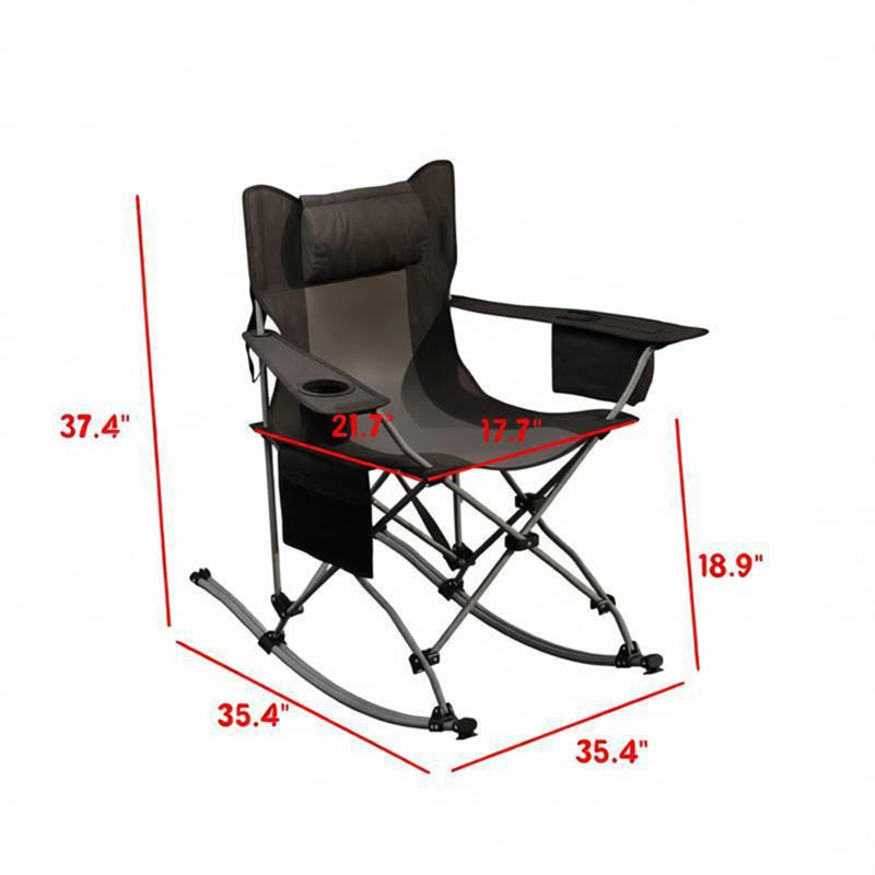 Ensemble de 2 chaises de camping berçantes et chaises portatives, Noir