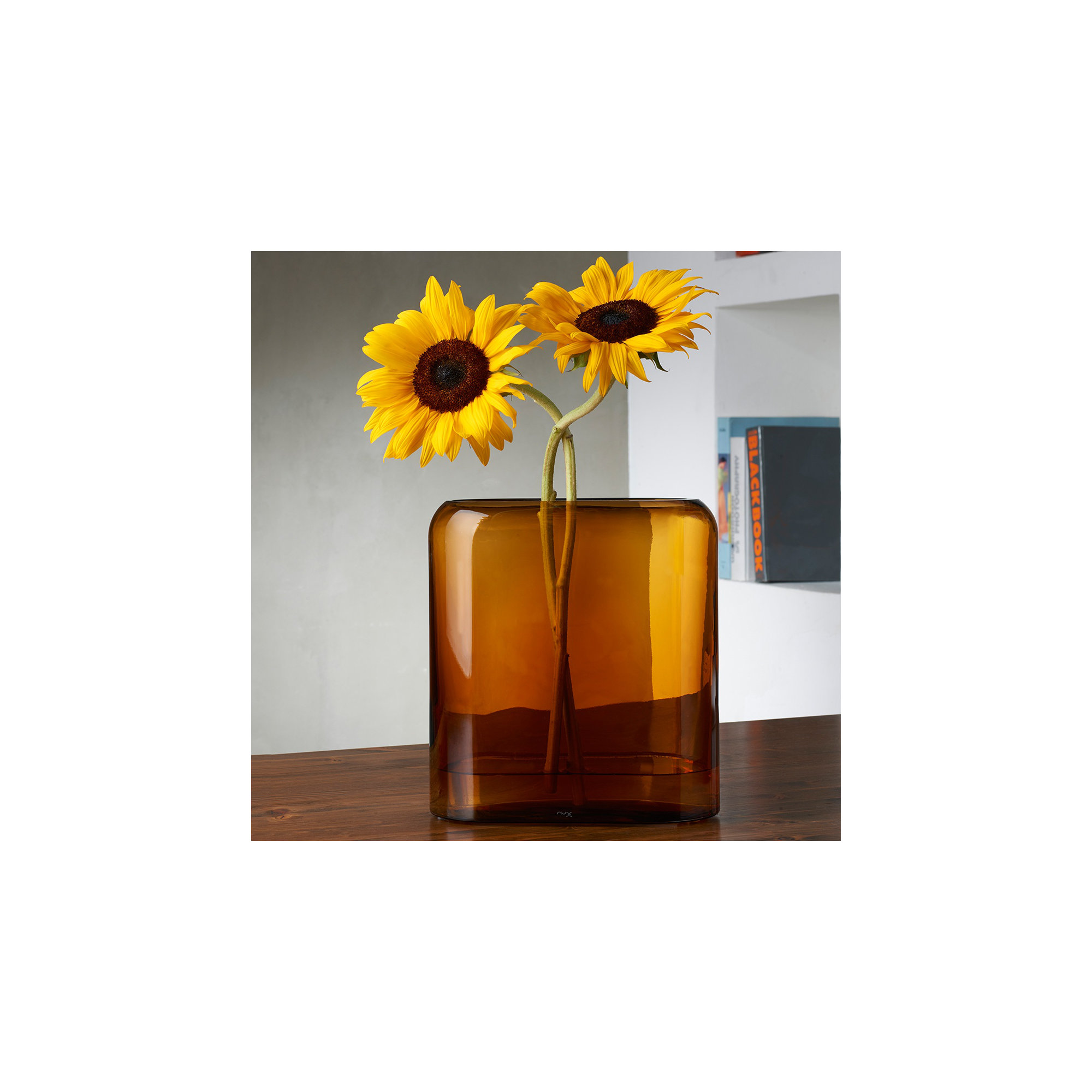 Layers 12.81'' Handmade Lead Free Crystal Table Vase, 10.87" H x 10.28" W x 10.28" D, Amber