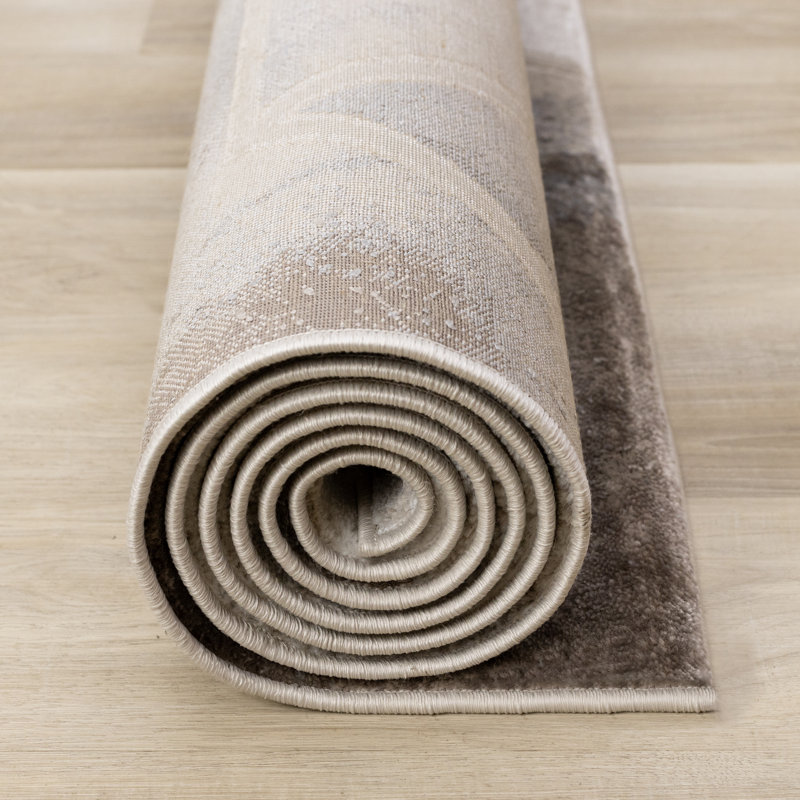 Willemstad Taupe Grey Geometric Area Rug, Rectangle 5'3" x 7'7"