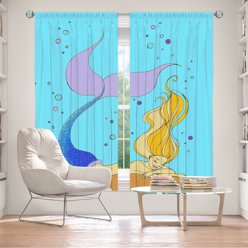 Room Darkening Curtain Pair, Aqua, 40" W x 61" L
