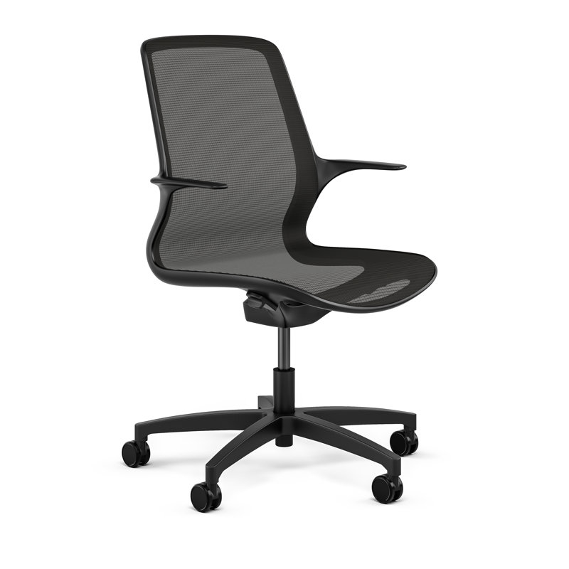 Chaise de travail ergonomique en filet Omnie, Noir mat, Noir, noir, noir, noir