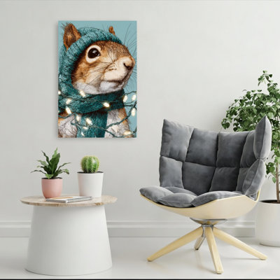 Cozy Winter Squirrel Contemporary Squirrel Forest Wall Art Print 1 Piece Wrapped Canvas Wall Art