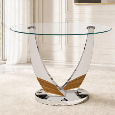 38.9" Round Glass Dining Table for 2-4, Clear Glass Dining Table, Modern Round Dining Table for Kitchen, Dining Room, Apartment