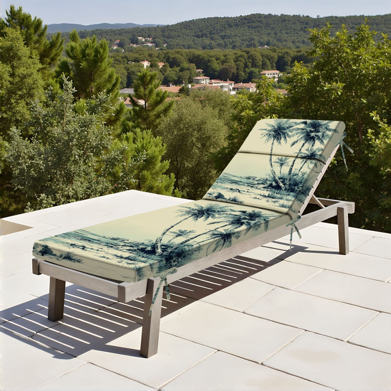  Outdoor Indoor 3'' Lounge Patio Cushion Tropical beach palm trees hammock Water-Resistant Chaise Lounge Cushion for Chair Patio Furniture Seat Cushion