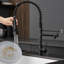 Robinet d'évier de cuisine à poignée simple à poignée simple, en acier inoxydable, noir et robinet de conception pratique avec matériau en laiton, style contemporain, facile à nettoyer et à entretenir-193852961