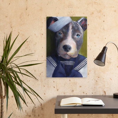 «Hey Sailor», chien contemporain habillé en marin, portrait de chien Anthropomorphic