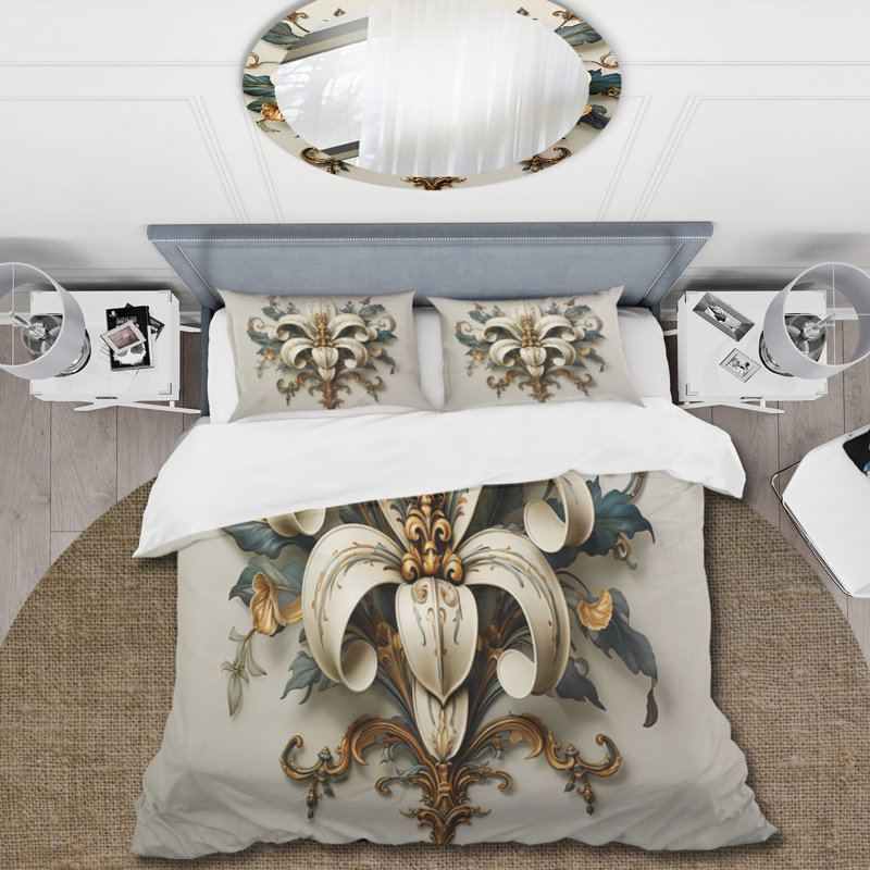 Ensemble de housse de couette en microfibre / polyester Fleur-De-Lis A Stylized Lilly Flower II