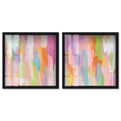 Sanasa Set Shadowbox Print Sunset Wall Art Set by Art Remedy, Black Frame, 30 x 30