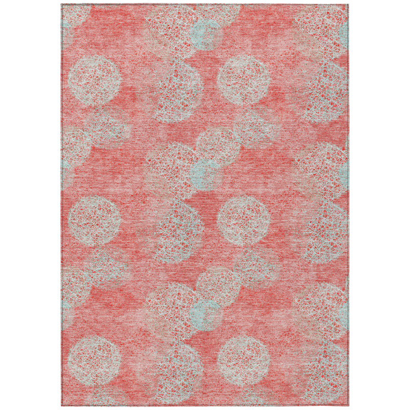 Tapis intérieur lavable à pois ivoire et bleu ciel 5 pi x 8 pi