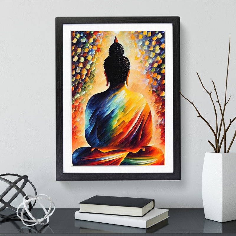 Rear Of The Buddha - Single Picture Frame Painting, Black Framed, 64cm H x 46cm W x 2cm D