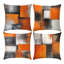4 housses de coussin décoratives à motif de peinture à l'huile abstraite orange