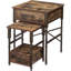 Tables de bout gigognes avec tiroirs, structure en métal et plateau en bois, petites et grandes tables d'appoint empilables pour le salon, la chambre à coucher et le canapé (brun)