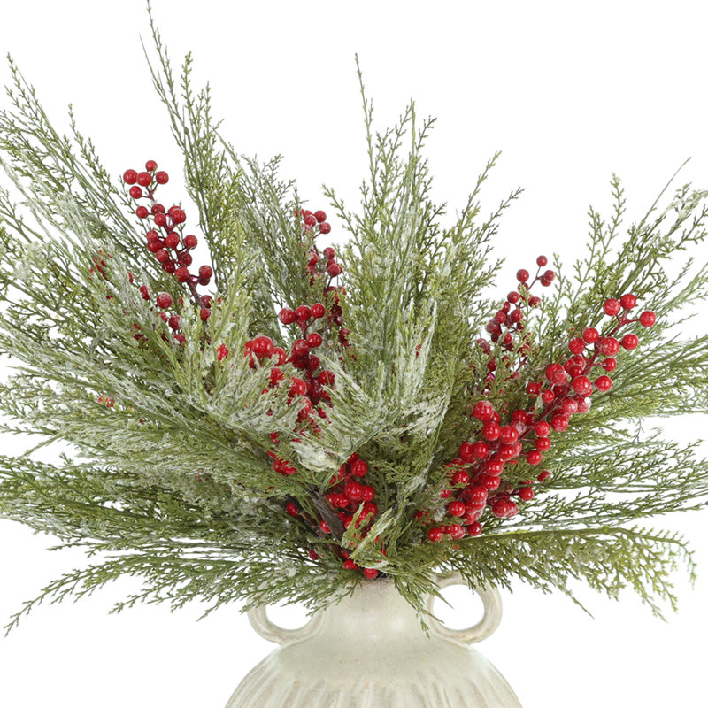 Holiday Cedar and Berry Arrangement in Vase