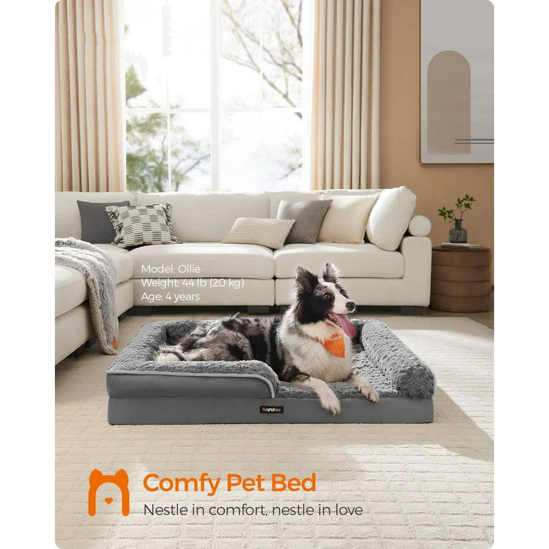 Orthopedic Dog Bed For Large Dogs, Memory Foam Dog Bed Sofa Pet Couch With Sides, Removable Washable Cover And Waterproof Liner