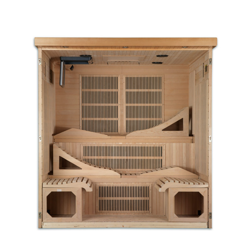 Natural Hemlock 6-Person Infrared Sauna with Remote Control