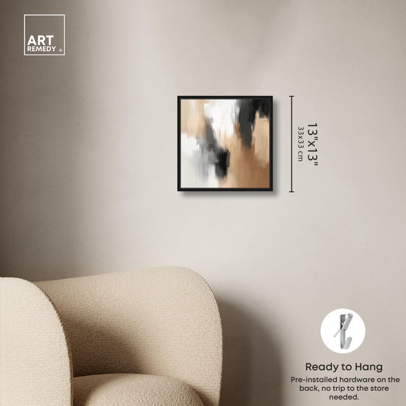 Art Remedy Boho Abstracts, toile, H 13 po x l 13 po, Cadre flottant noir