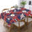 Red Blue Plaid Star Pattern Juneteenth 60" x 120" Rectangular Table Cover with Scalloped Edges