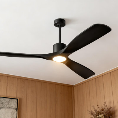 60 Inch Smart Ceiling Fan Featuring 3-Color Dimmable  Light, 6-Speed Reversible Quiet DC Motor, Remote Control And Light Kit