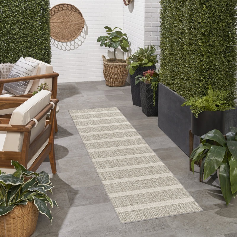 Nourison Positano 2'2" x 12' Grey Ivory Modern Rug, Gray, Runner 2'2" x 12'