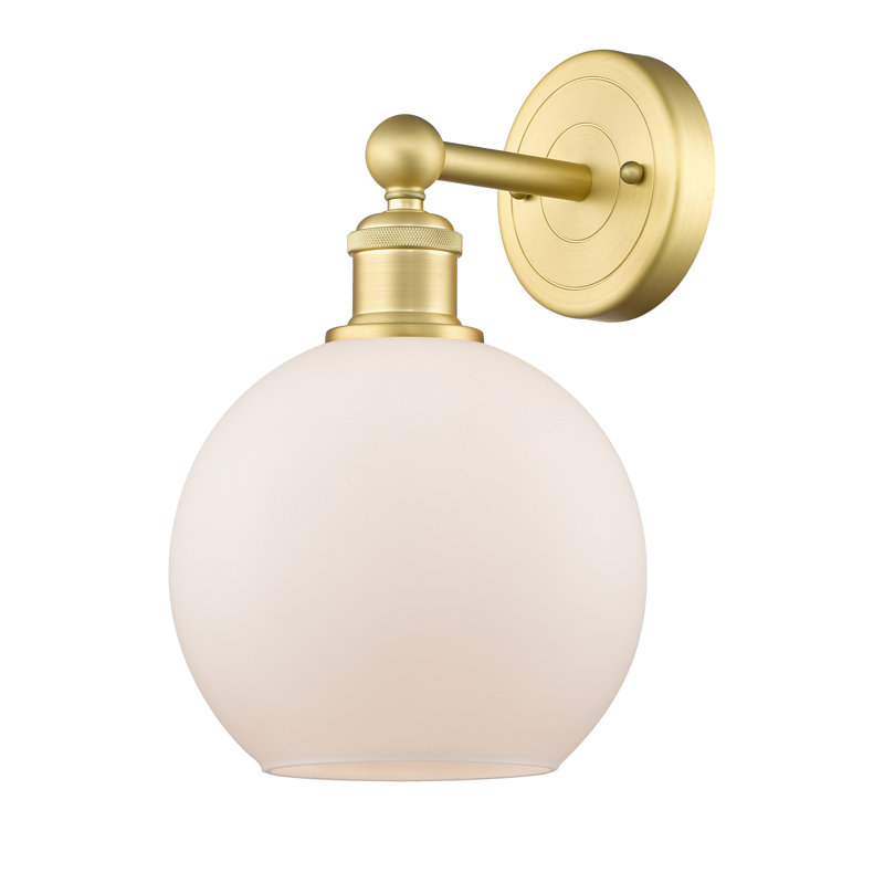 Ellington Steel Armed Sconce, Matte White, Satin Gold