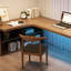 Bibliothèque de coin et bureau intégrés pour la maison en bois massif et bibliothèque-2003320204-2003320210