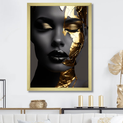 Black and golden woman Photo III - Woman Canvas Wall Art