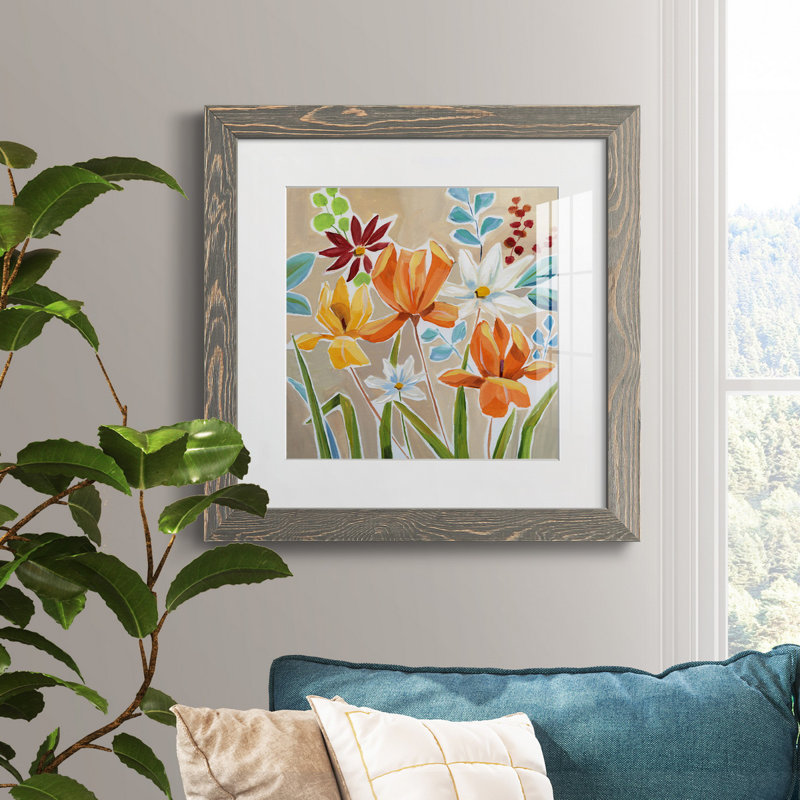 «Pumpkin Patch Grateful» - peinture encadrée, Encadré gris, H 35,5 po x l 35,5 po x P 1,5 po