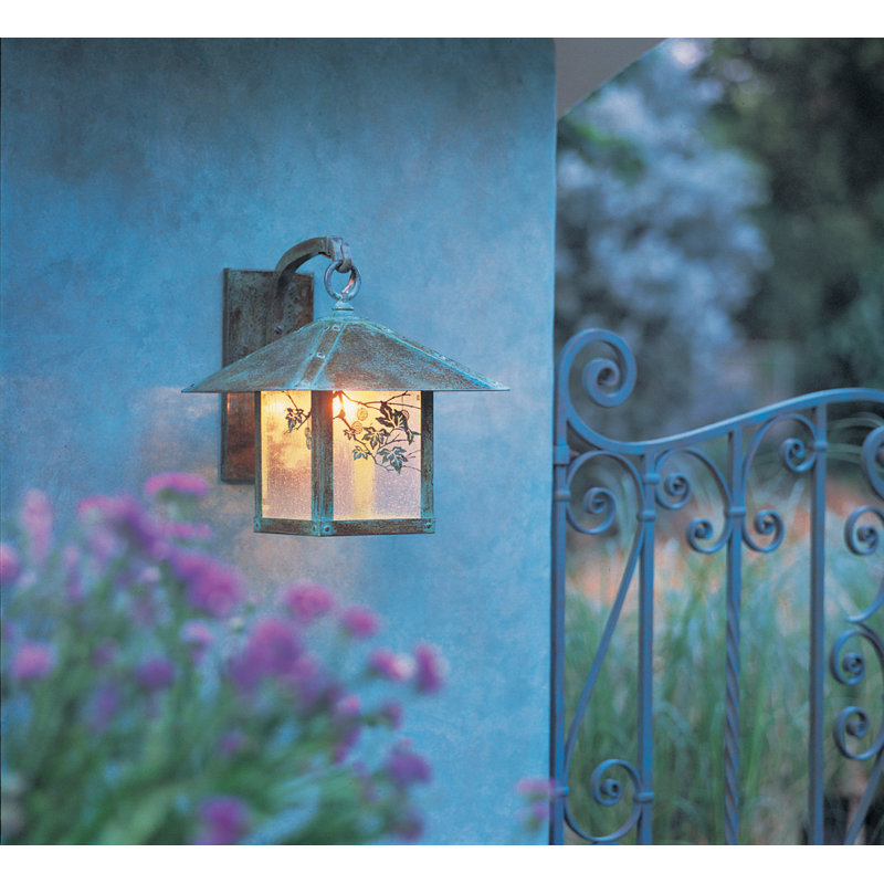 McLoud Wall Light, 15.13" H x 12" W x 14.38" D / Sycamore, Verdigris Patina, Clear Seedy