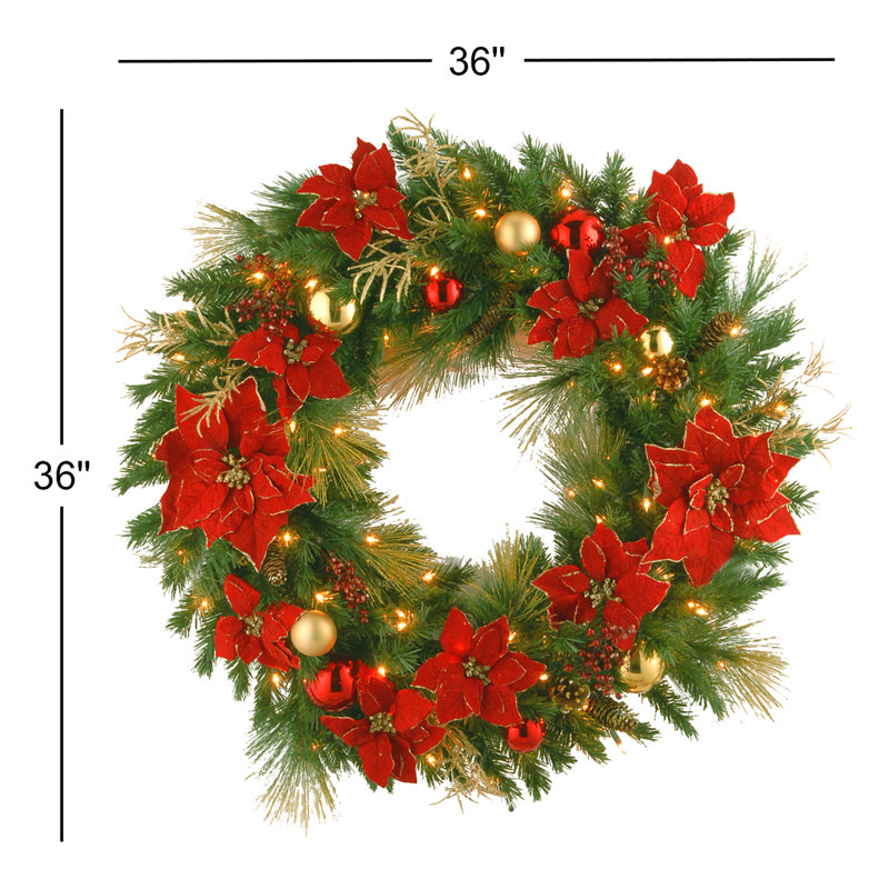 National Tree Company 36in. Decorative Collection Home Spun Wreath with Clear Lights