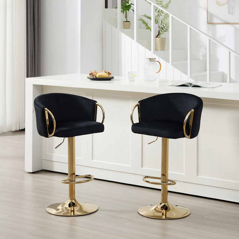 Tabouret tournant à hauteur réglable avec structure en métal, Noir