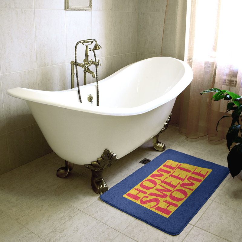 Tapis pour salle de bain north dakota home, l 21 po x L 34 po, Bleu marine et jaune