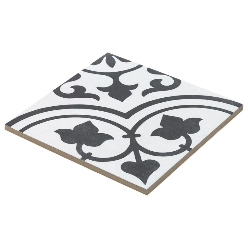 Cascais 9x9 Matte Porcelain Tile, White Ornate