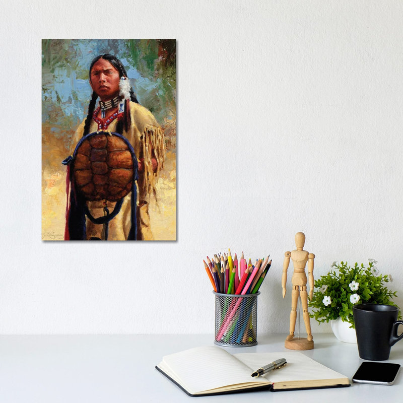 Turtle Spirit Shield by Joe Velazquez - Wrapped Canvas Print, 20.32 cm H x 30.48 cm W