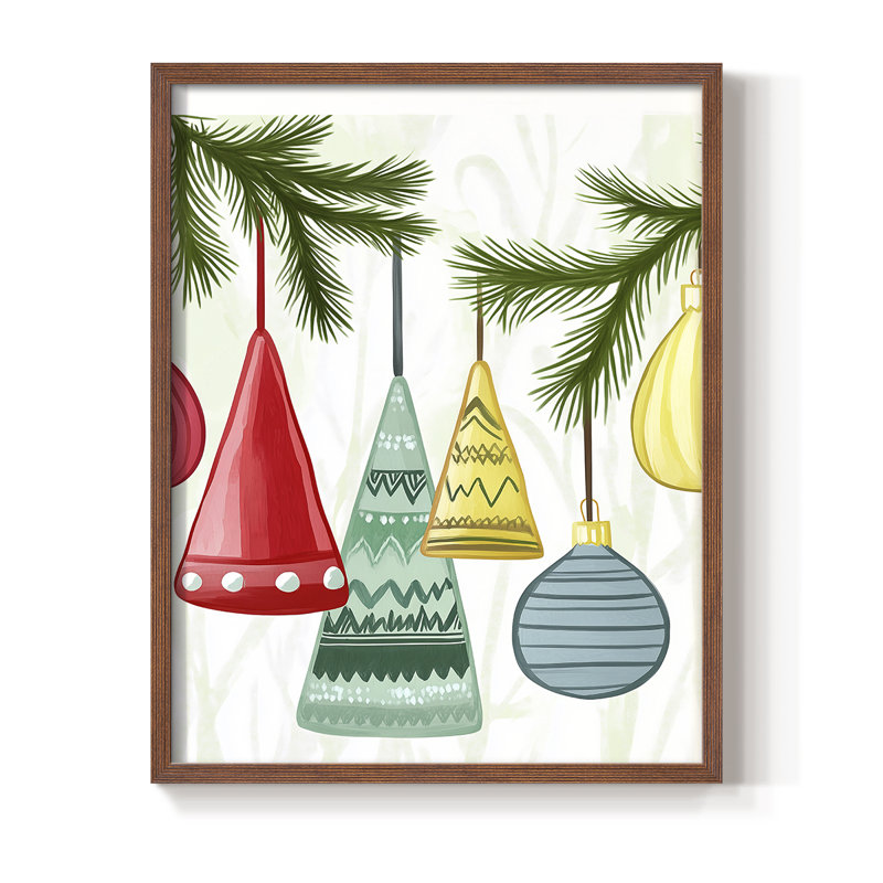 «Christmas Holiday», reproduction d'art encadrée - Bois massif, H 11 po x l 9 po, Noyer