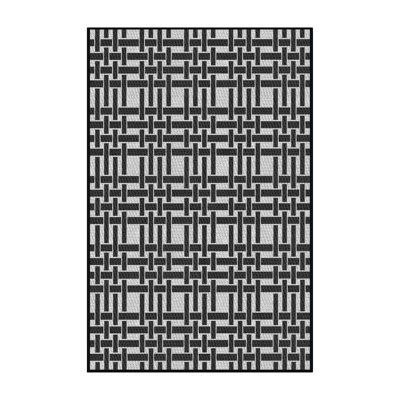 Tapis décoratif géométrique noir Sadowski