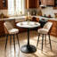 Round Marble Top Metal Base Dining Table-812122793