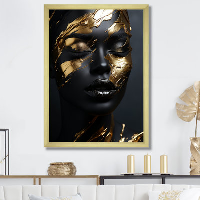 Femme dorée noire et dorée Photo IV - Femme, reproduction sur toile