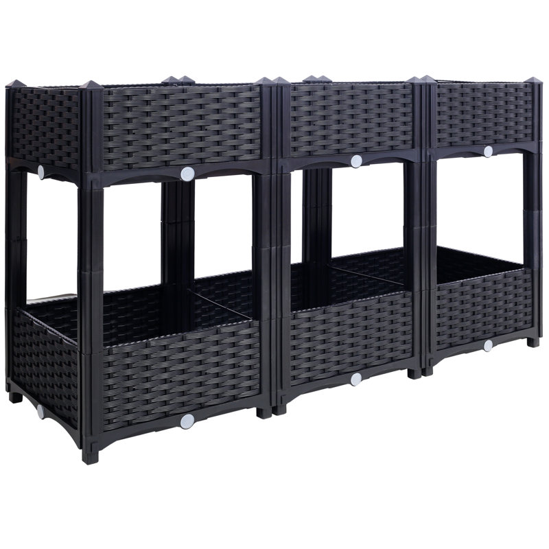 Jardinière surélevée avec drainage - Jardinière pour jardin, H 27,7 po x l 15,7 po x P 31,5 po, Noir