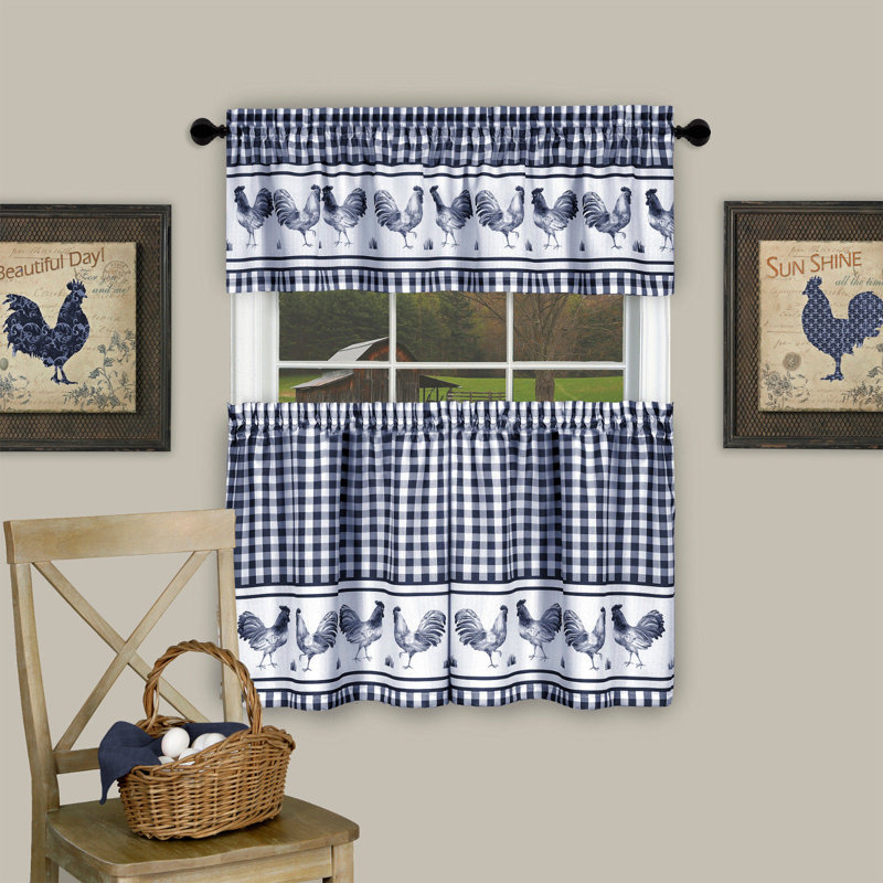 Rideau de cuisine Harville, Bleu marine, H 24 po x l 58 po