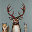 Fox, Buck and Hare Palladian par Eli Halpin - reproduction d'art sur toile-2072268971