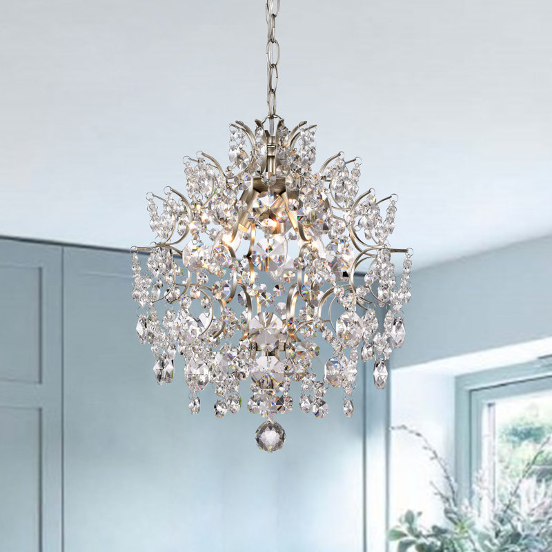 Lustre géométrique unique en forme de champagne brossé à 3 lumières avec accents de cristal Gillespie